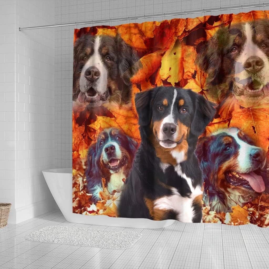 Bernese Mountain Dog Print Shower Curtain, Dog Lover Bathroom Decor - Image 2