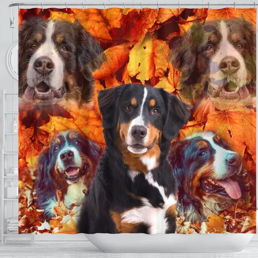 Bernese Mountain Dog Print Shower Curtain, Dog Lover Bathroom Decor - Image 3