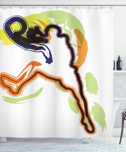 Berry Cardinal Shower Curtain and Hook Set, Bright Colored Bathroom Decor
