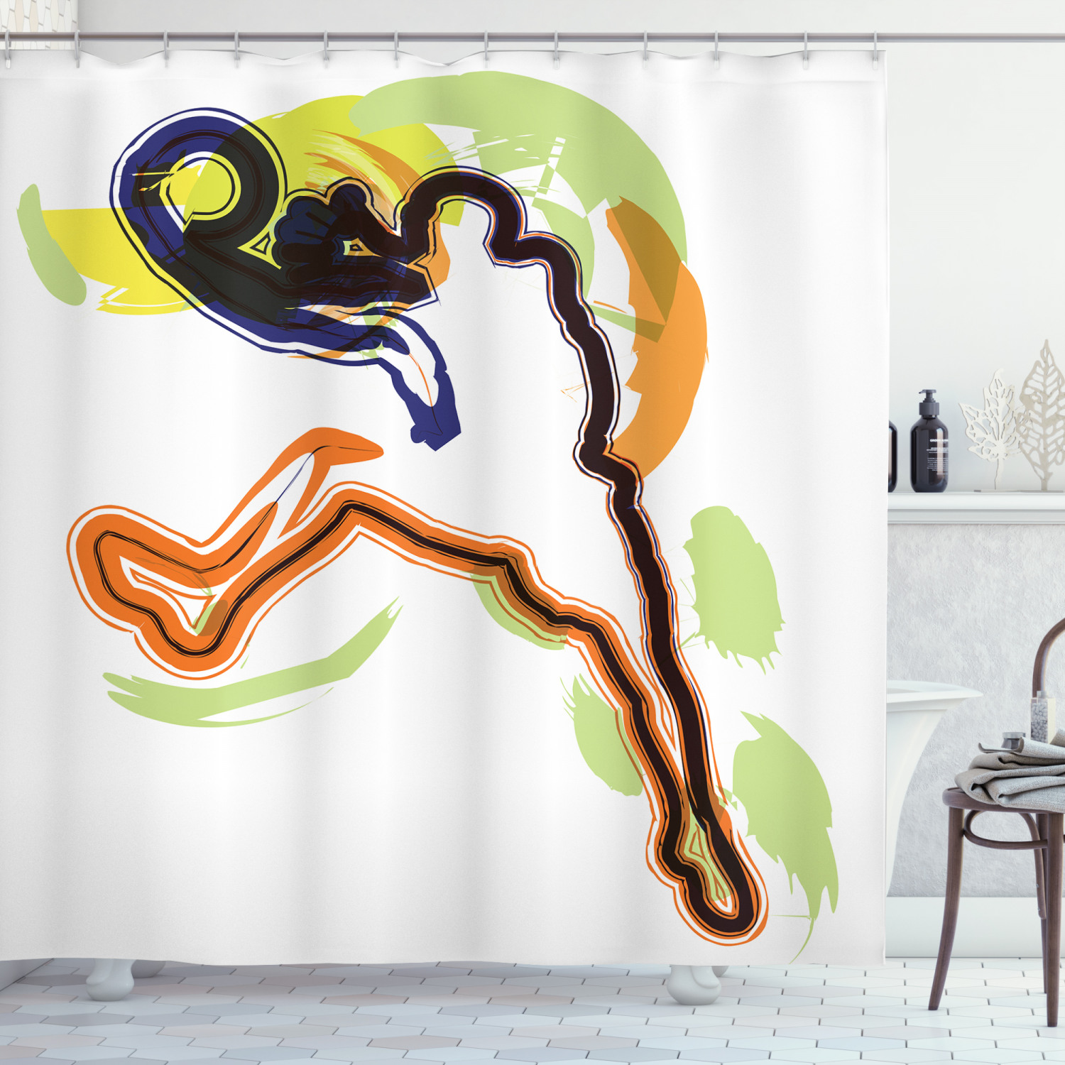 Berry Cardinal Shower Curtain and Hook Set, Bright Colored Bathroom Decor