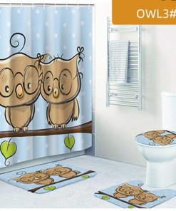Bespectacled Owl Shower Curtain Set, Bird Lover Bathroom Decor