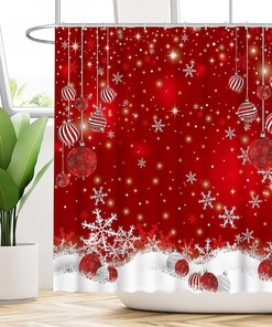 Best Christmas Snowflakes Shower Curtain Set 12 Hooks Merry Xmas Glitter Sparkle Bokeh Bathroom Decor