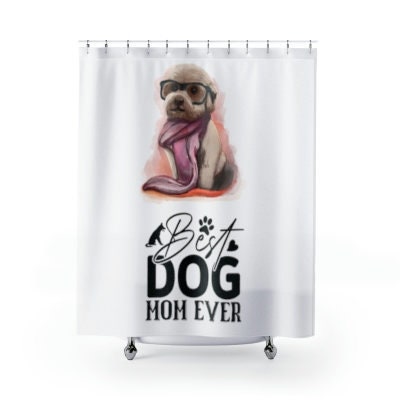 Best Dog Mom Ever Shower Curtain, Colorful Bathroom Art, Cute Dog Gift