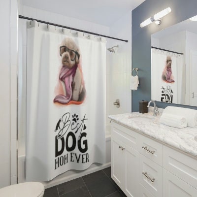 Best Dog Mom Ever Shower Curtain, Colorful Bathroom Art, Cute Dog Gift - Image 2