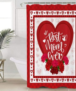 Best Mom Ever Red Plaid Heart Shower Curtain - Loving Bathroom Decor