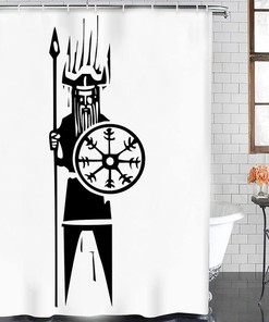 Best Norse Decor Odin Rune Shower Curtain, Waterproof 3D Printed Artwork Ideal for Bathroom/Washroom Decor
