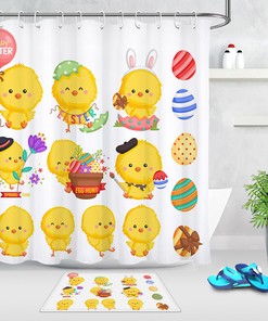 Best Shower Curtain With Easter Eggs & Cartoon Rabbit - Festive Bathroom Decor