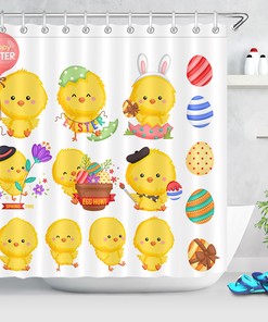 Best Shower Curtain With Easter Eggs & Cartoon Rabbit - Festive Bathroom Decor