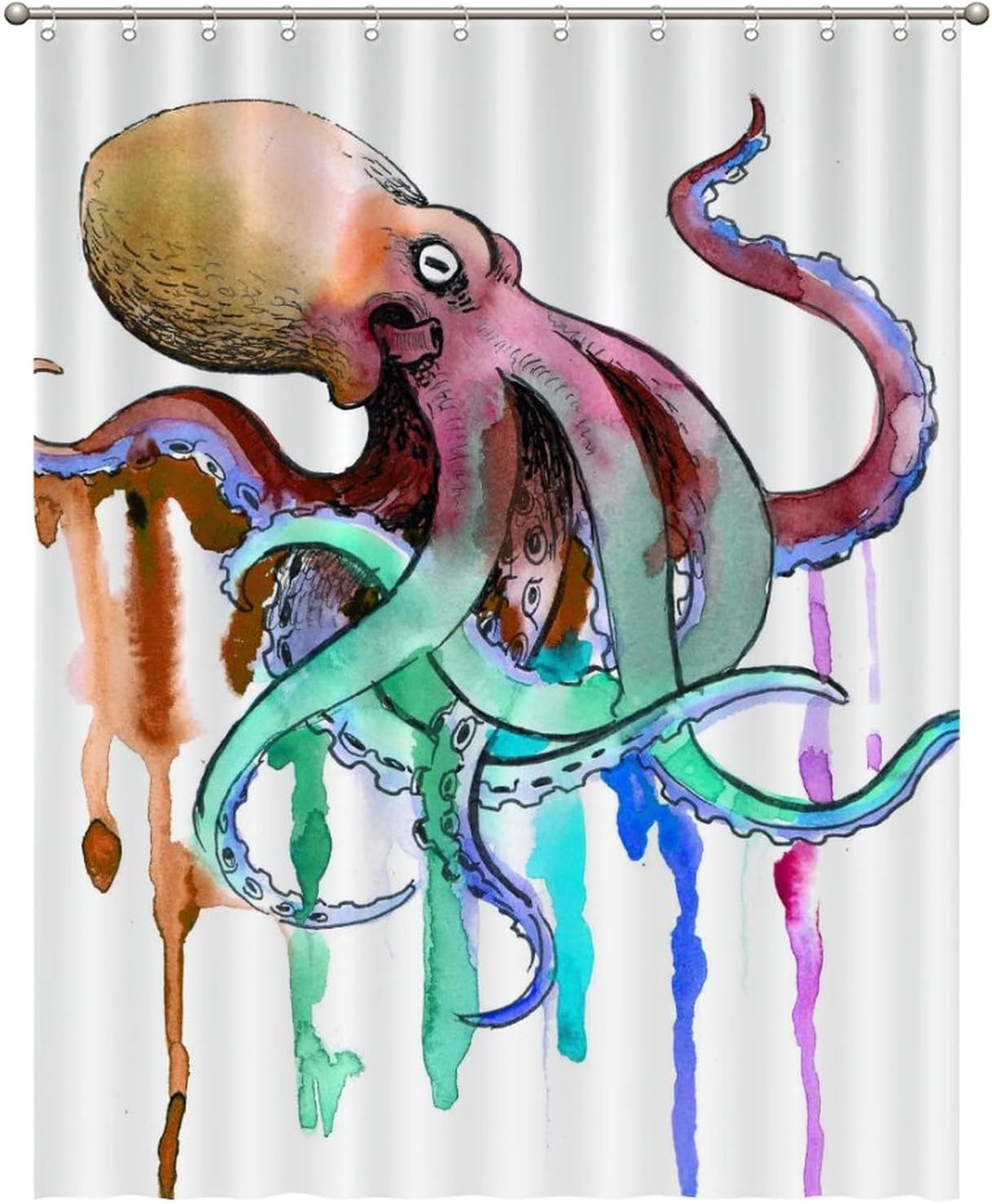 Best Shower Curtain with Colorful Octopus Art Print