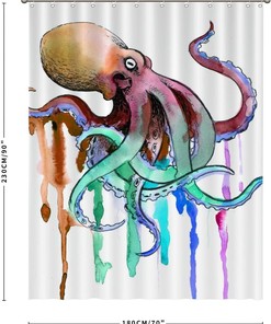 Best Shower Curtain with Colorful Octopus Art Print