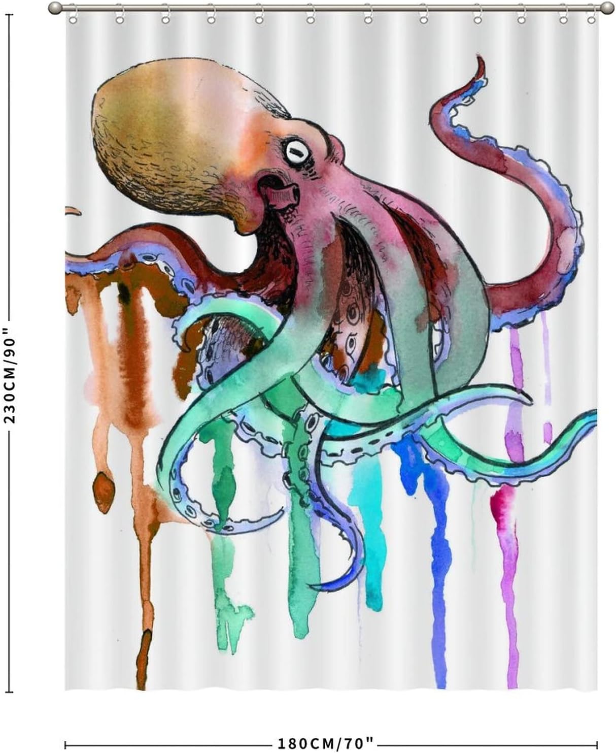 Best Shower Curtain with Colorful Octopus Art Print