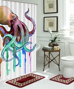 Best Shower Curtain with Colorful Octopus Art Print