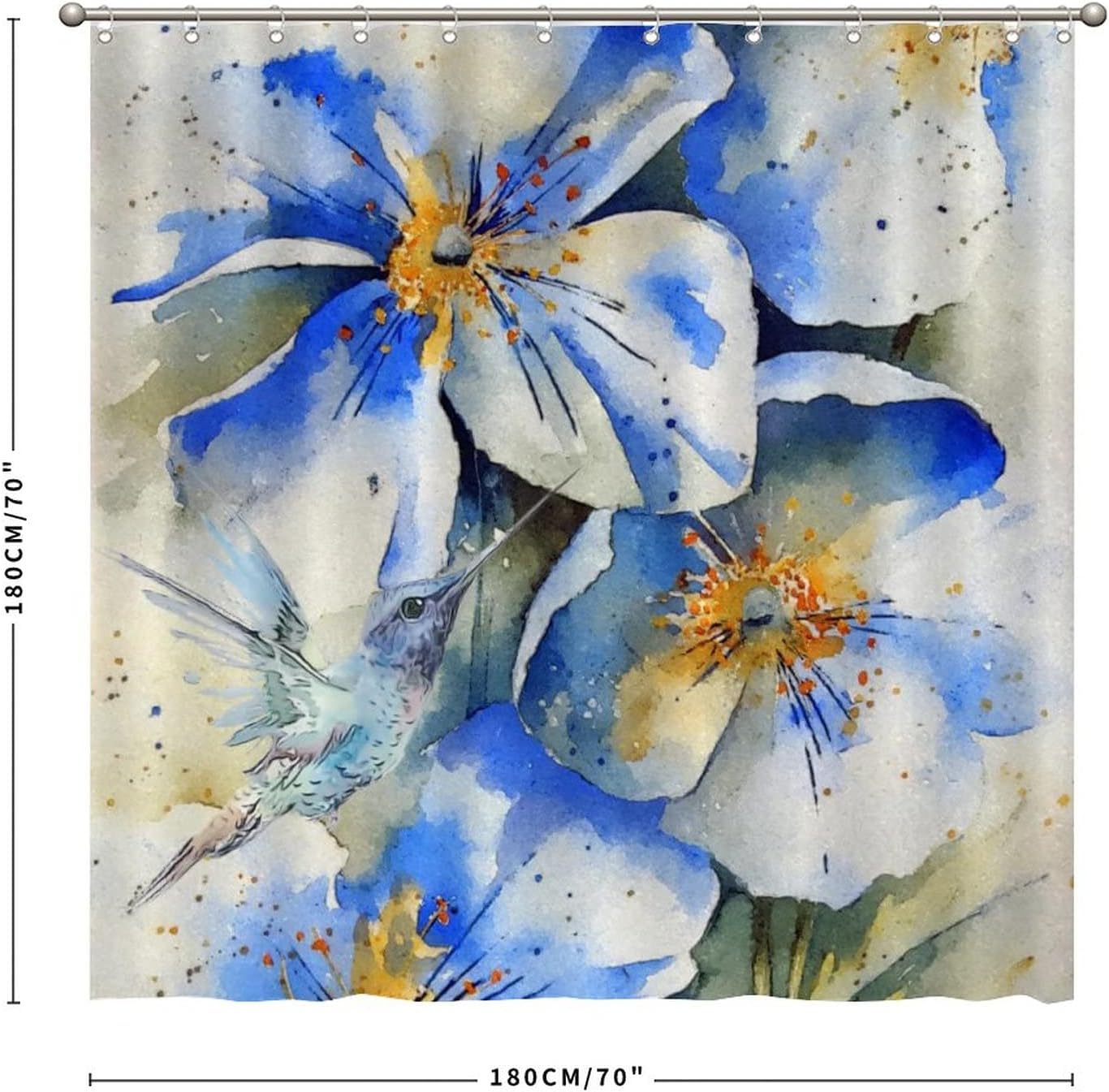 Best Shower Curtain with Vintage Hummingbird and Flowers Print