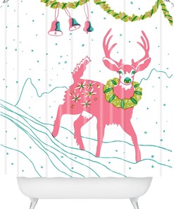 Betsy Olmsted'S Holiday Deer Shower Curtain - Spruce Up Your Restroom For The Festive Season
