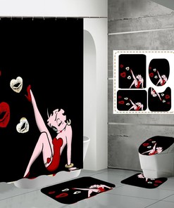 Betty Boop Black Hearts Lips Shower Curtain Toilet Seat for a Fun and Playful Bathroom