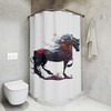 Beyond Animals Black Horse Sherpa Shower Curtain, Unique Horse Curtain For Restrooms, Waterproof Fabric