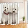 Bichon Dog Couple Restroom Shower Curtain, Waterproof Fabric Pet Bathroom Decors