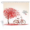 Bicycle Hearts Tree Retro Shower Curtain With Microfiber Accents, Waterproof Fabric