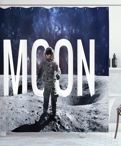 Big Bang Moon Shower Curtain for Sci-fi Bathroom Decor