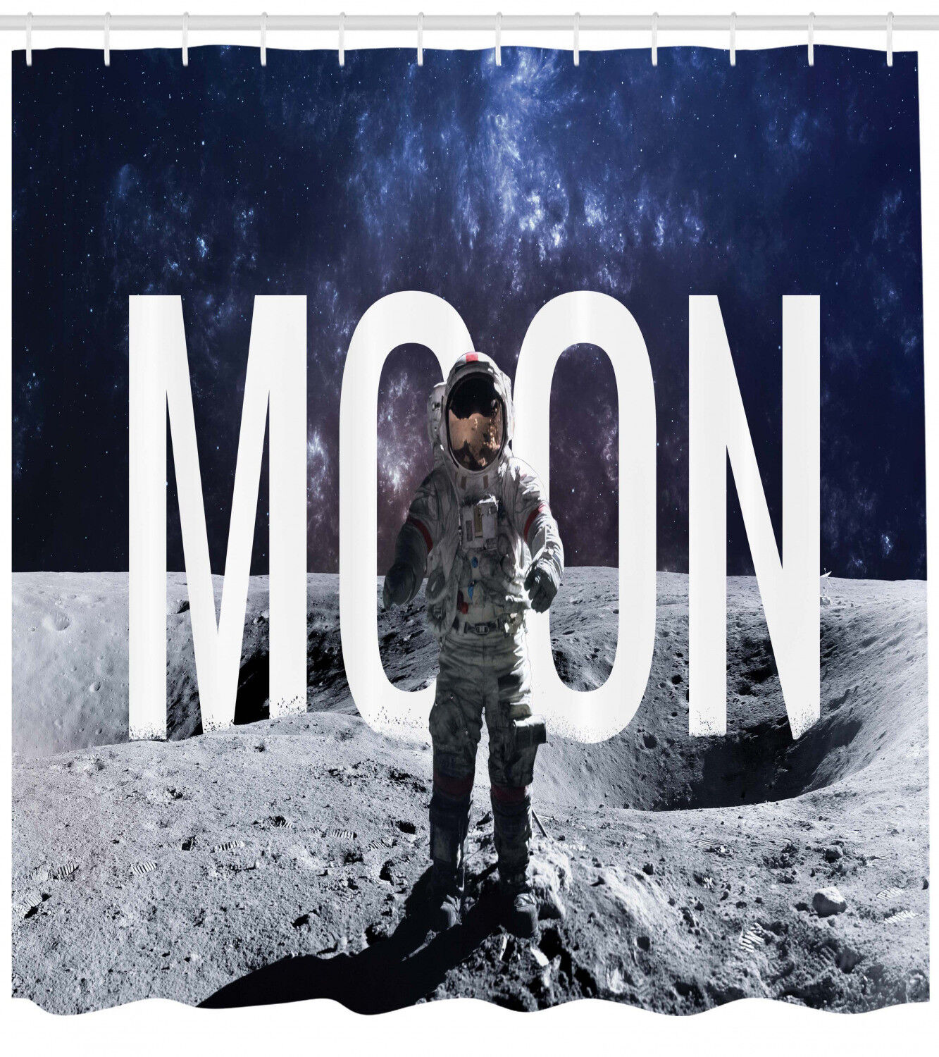 Big Bang Moon Shower Curtain for Sci-fi Bathroom Decor
