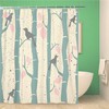 Big Birds and Leaves Abstract Tree Shower Curtain with Blue Pattern for Bathroom Decoration by Topyee