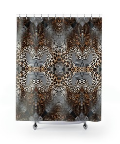 Big Cat Print Trippy Shower Curtain for Unique Bathroom Decor