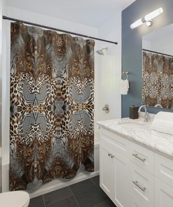 Big Cat Print Trippy Shower Curtain for Unique Bathroom Decor