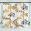 Big Cat Tiger Palm Tree Gold Shower Curtain, Black Trendy Modern Bathroom Decor With Waterproof Fabric