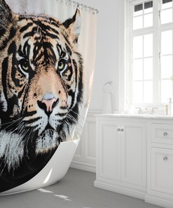 Big Cat Tiger Sketch Style Unique Shower Curtain With Microfiber Accents