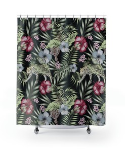 Big Cats In The Jungle Decorative Shower Curtain With Microfiber Accents