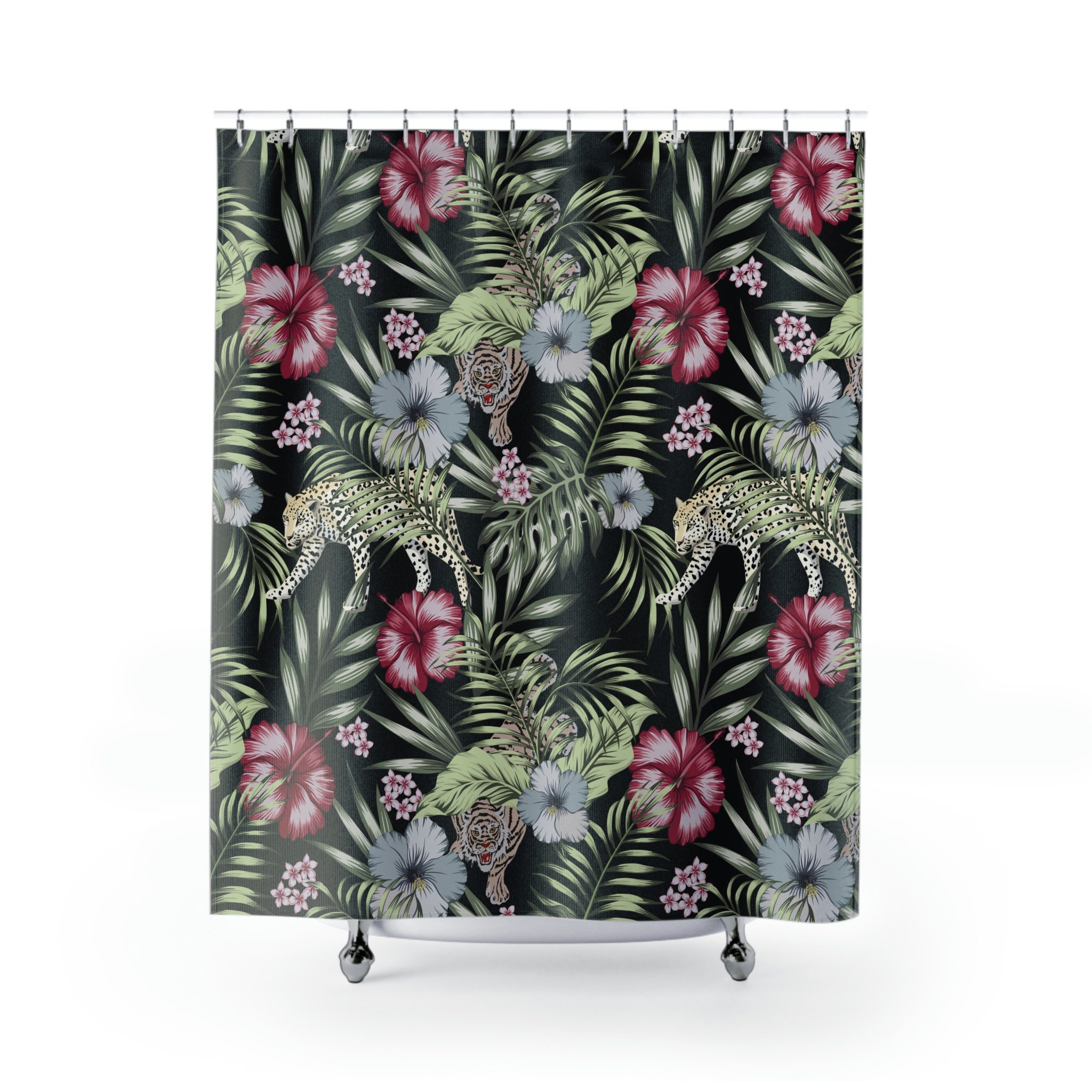 Big Cats In The Jungle Decorative Shower Curtain With Microfiber Accents