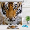 Big Eyes Tiger Staring Pattern Bathroom Waterproof Shower Curtain With Microfiber Accents