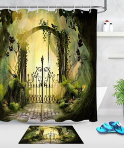Big Old Trees Archway Garden Landscape Print Shower Curtain