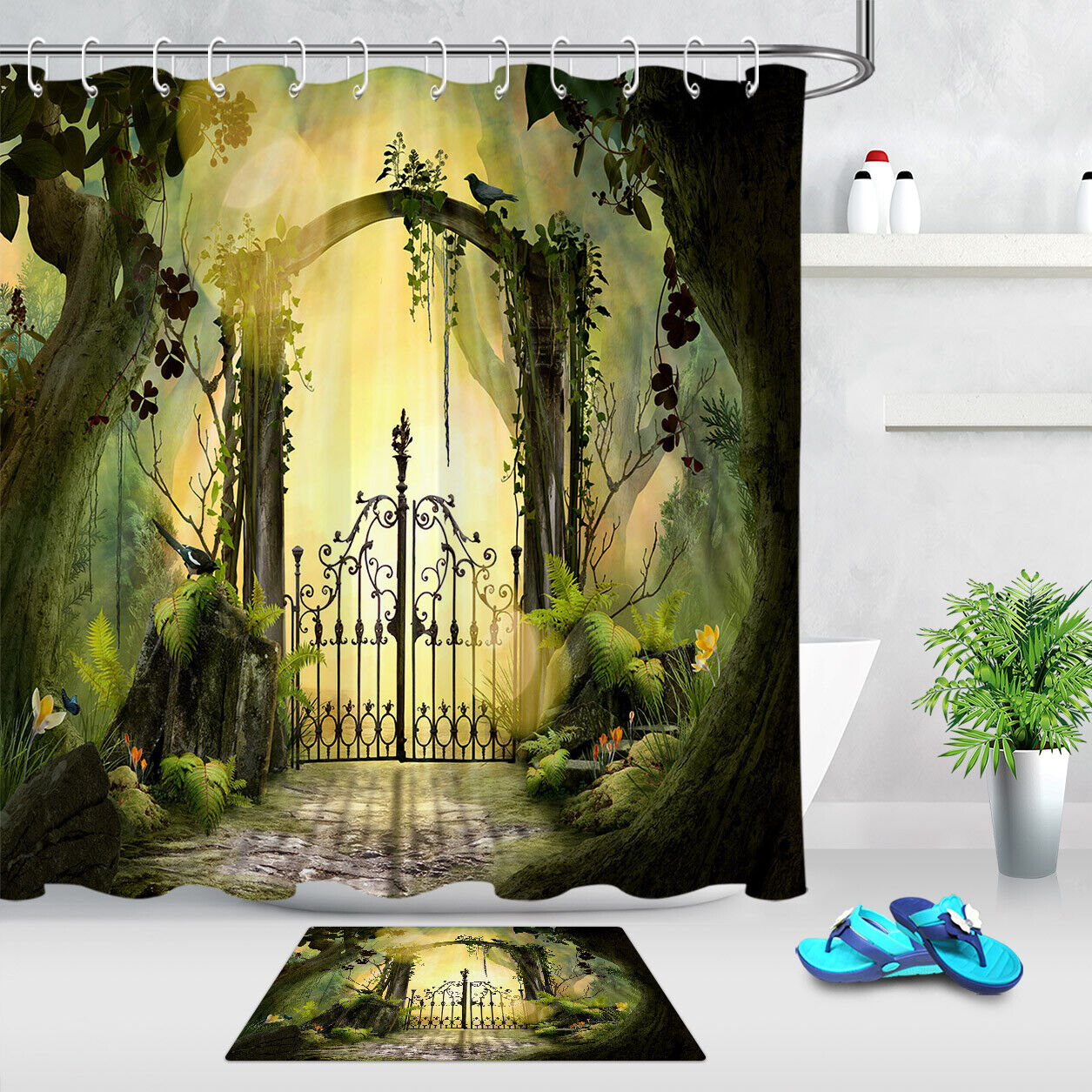 Big Old Trees Archway Garden Landscape Print Shower Curtain