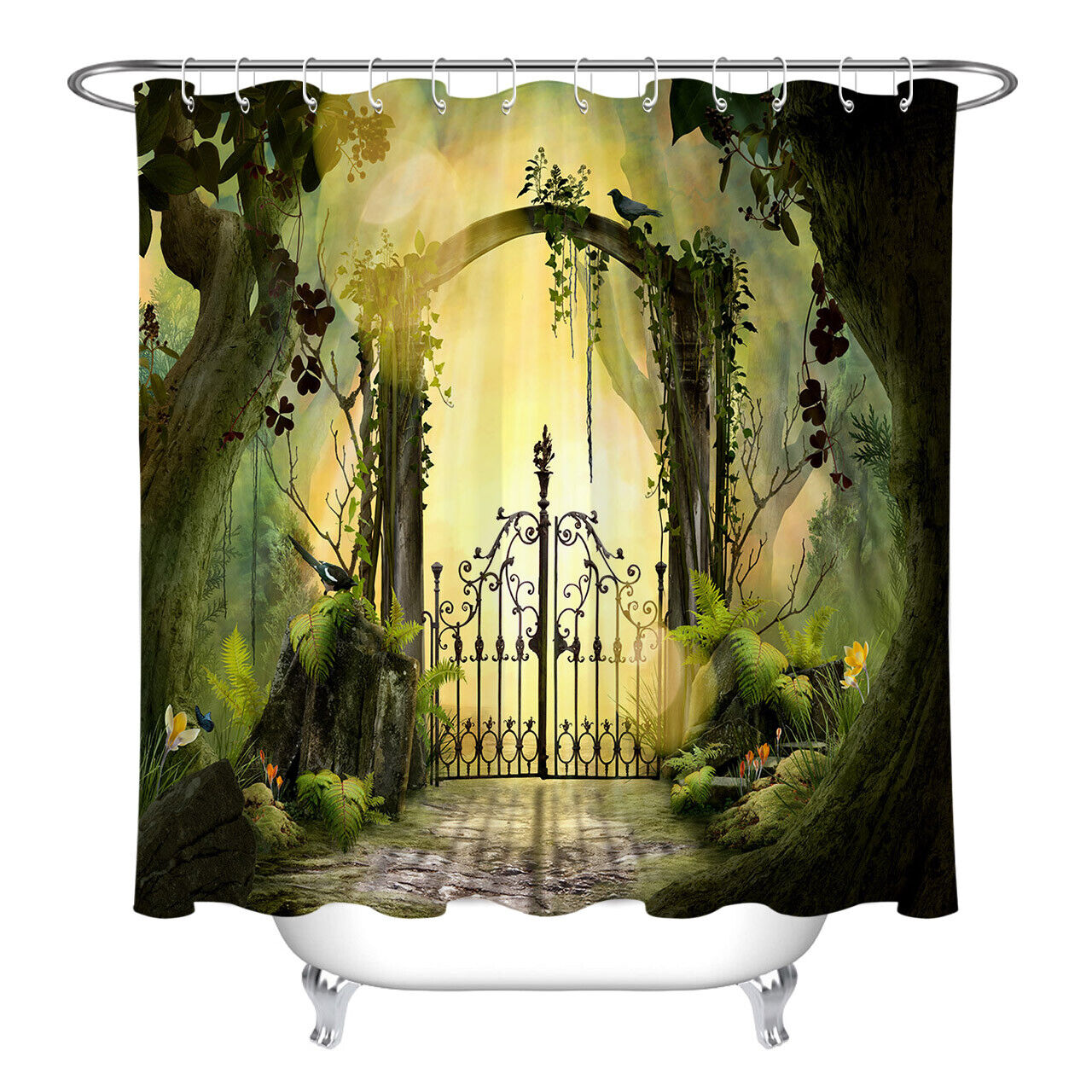 Big Old Trees Archway Garden Landscape Print Shower Curtain
