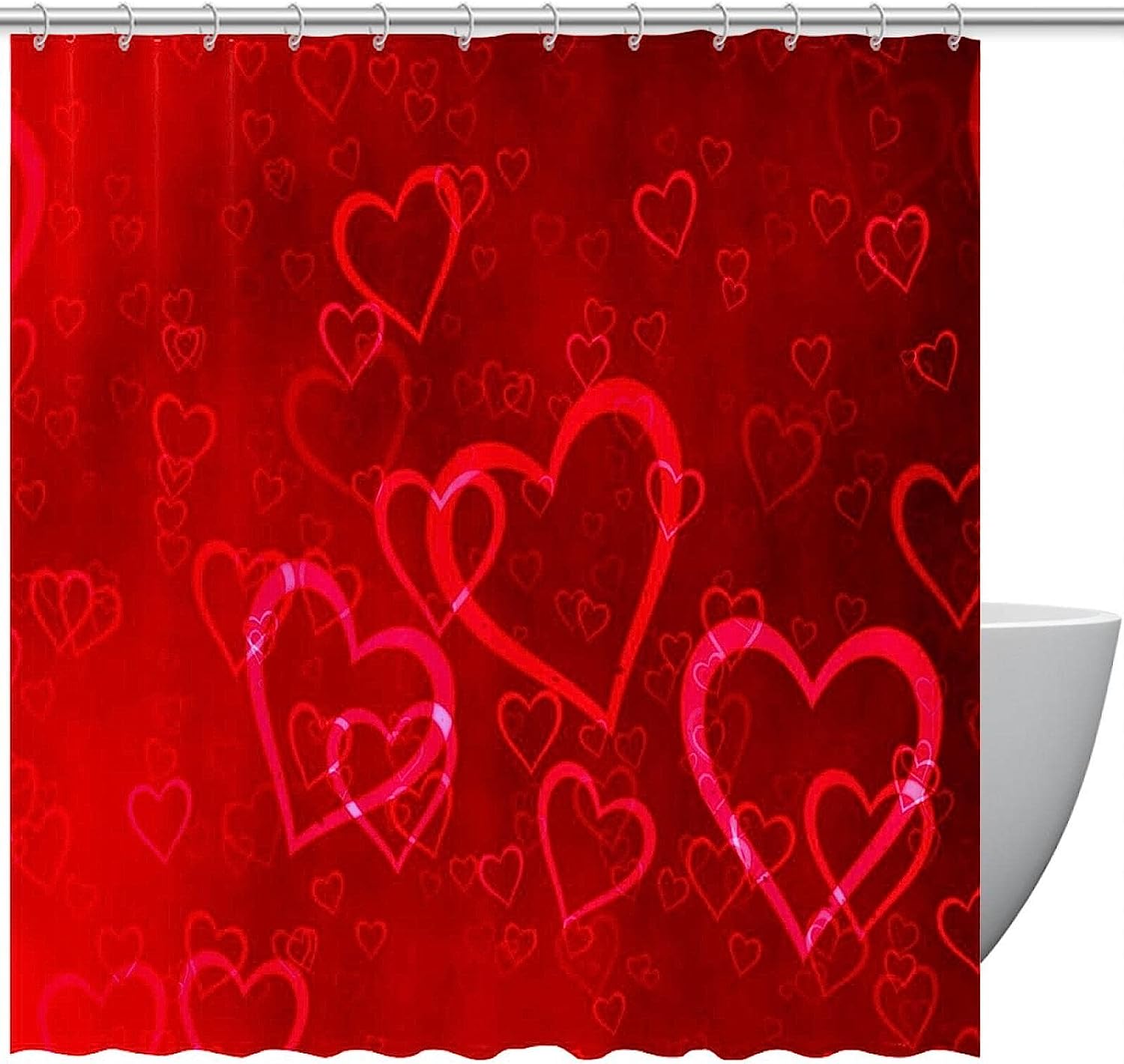 Big Red Heart At Home Shower Curtains for Bathroom Decor