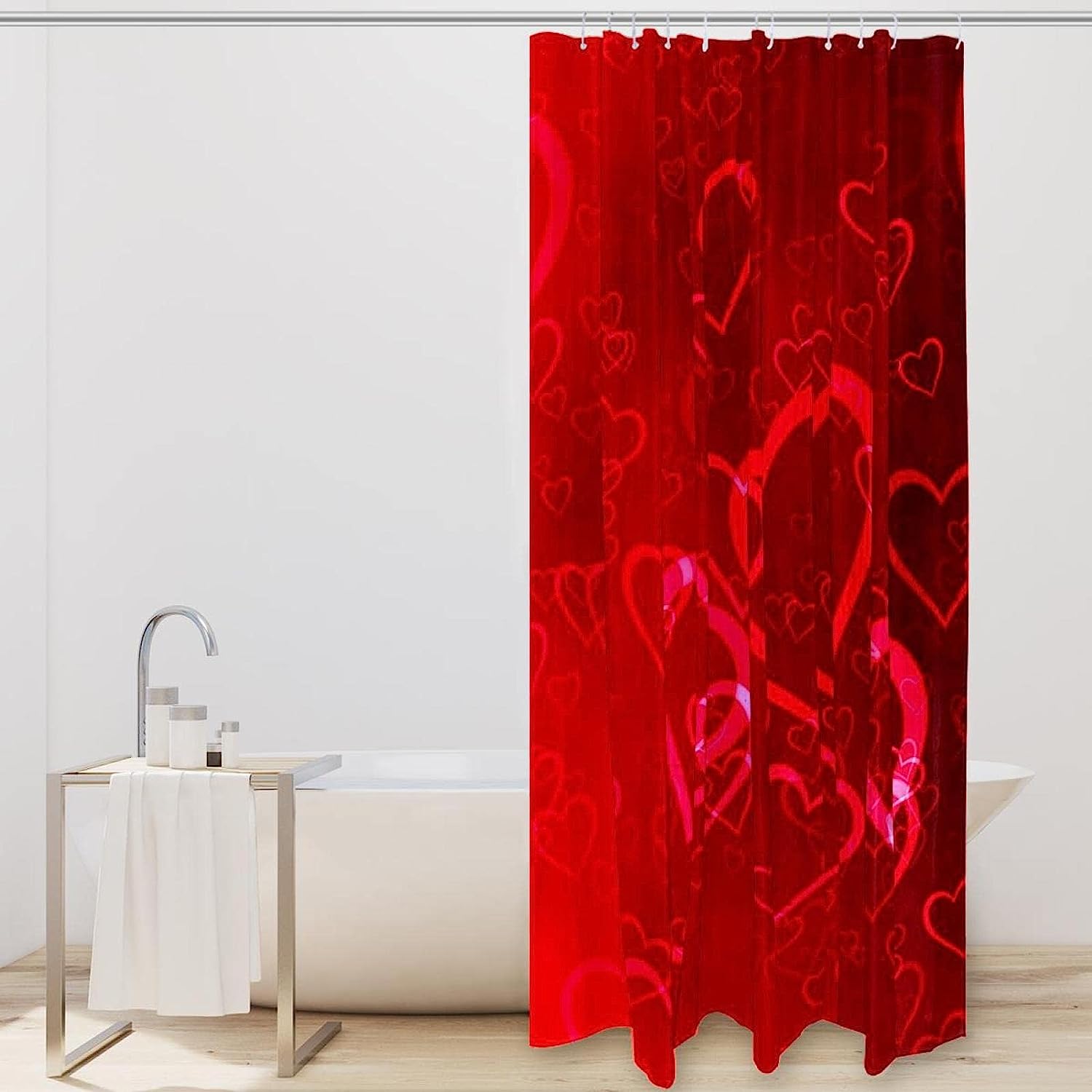 Big Red Heart At Home Shower Curtains for Bathroom Decor