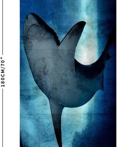 Big Shark Underwater Fabric Shower Curtain - Modern Sea Animal Bathroom Decor
