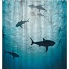 Big Shark with Sea Creatures Shower Curtain - Underwater Bathroom Decor