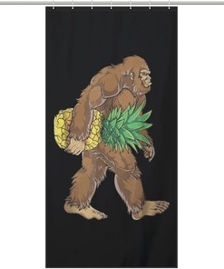 Bigfoot Carrying Pineapple Shower Curtain Full Size With Microfiber Accents, Durable Washable Fabric