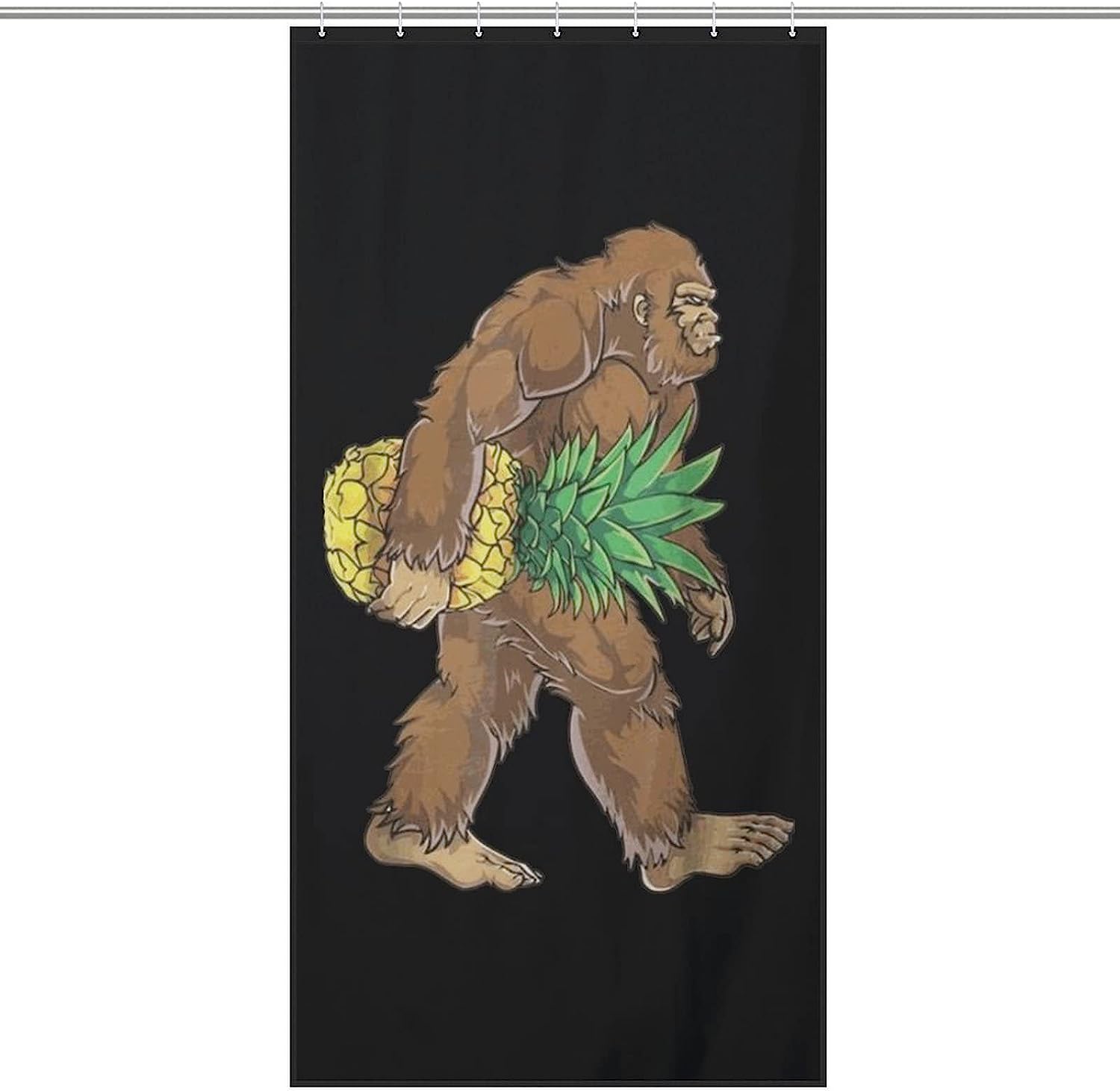 Bigfoot Carrying Pineapple Shower Curtain Full Size With Microfiber Accents, Durable Washable Fabric