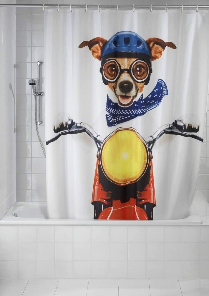Biker Dog Shower Curtain: Add Some Quirkiness To Your Bathroom - Image 2