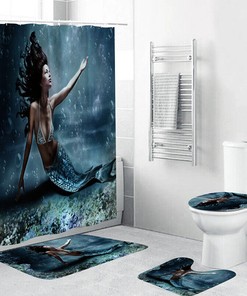 Bikini Mermaid Full Size Waterproof Shower Curtain With Microfiber Accents