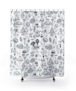 Biology Lover Goblincore Mushroom Shower Curtain - Dark Academia Dark Nature Forestcore Bathroom Decor