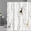 Birch Tree Forest Shower Curtain, Moose Deer Country Farmhouse Abstract Simple Nature Scenery Bathroom Decor Fabric