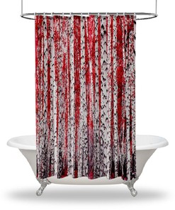 Birch Trees Forest Scenery Nature Printed Shower Curtain for a Rustic and Earthy Bathroom Look