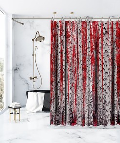 Birch Trees Forest Scenery Nature Printed Shower Curtain for a Rustic and Earthy Bathroom Look