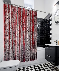 Birch Trees Forest Scenery Nature Printed Shower Curtain for a Rustic and Earthy Bathroom Look