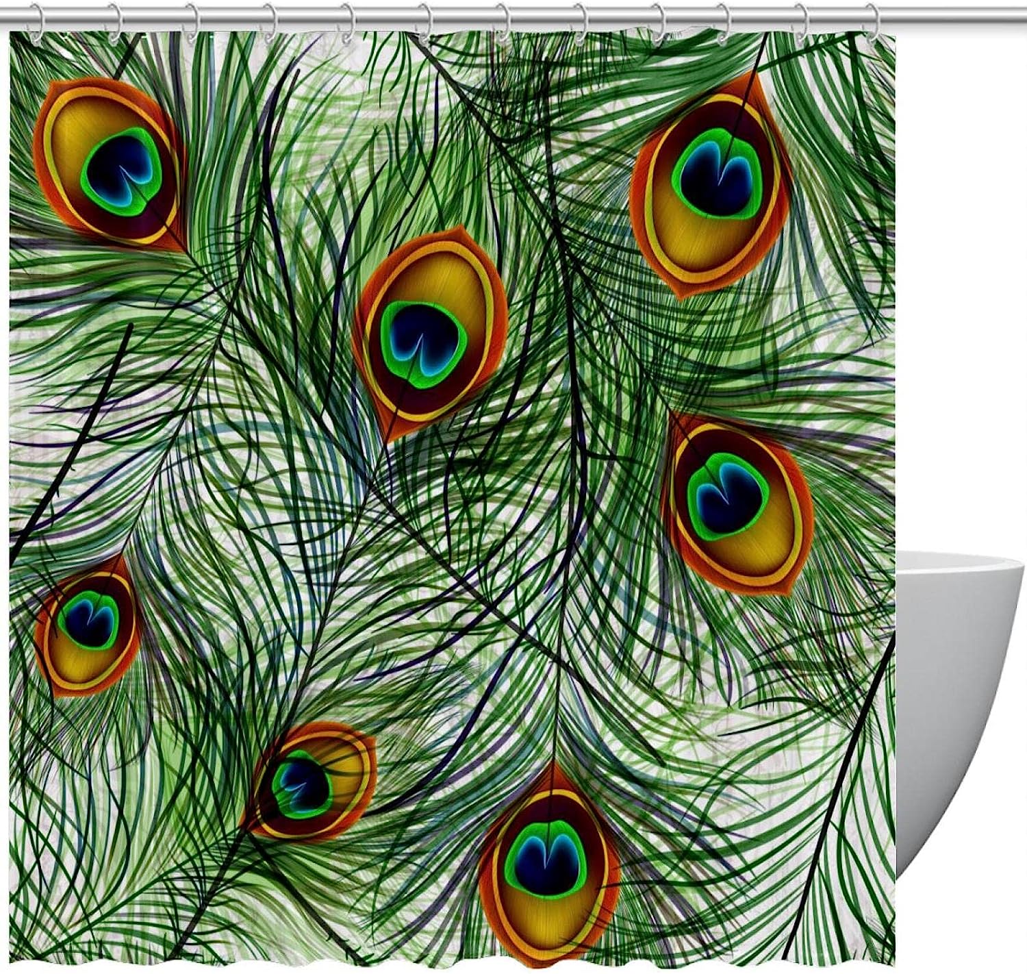 Bird Feather Peacock Feather Unique Shower Curtain for Bathroom Decor