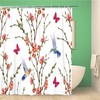 Bird Floral Pattern with Hummingbirds, Tropical Japanese Flowers, Butterflies and Peony Shower Curtain